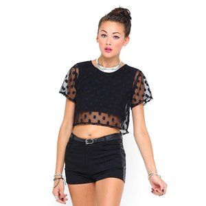 Rare Motel Rocks Sheer Polka Dot Layered Tee with Insert Size XS